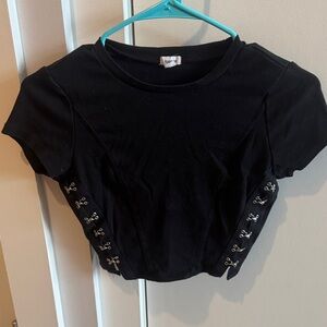 Garage Black Crop Top with Side Hooks